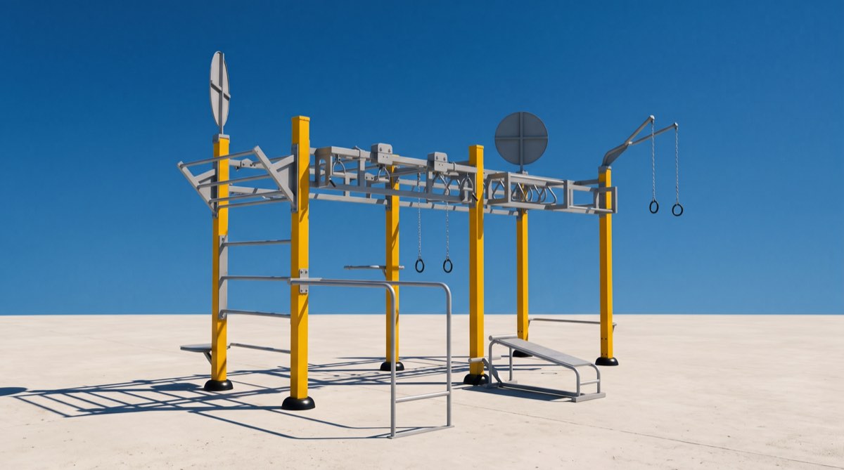Structure modulaire de street workout Herkules installée en extérieur
