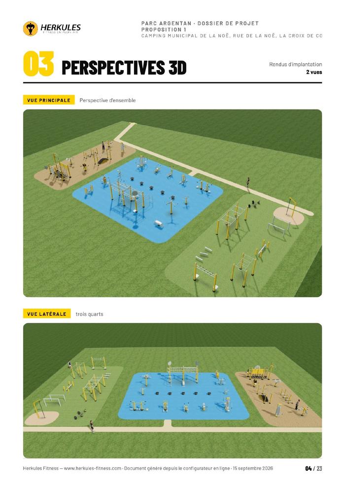 Perspectives 3D du parc fitness d'Argentan, extraites du dossier remis avec le projet